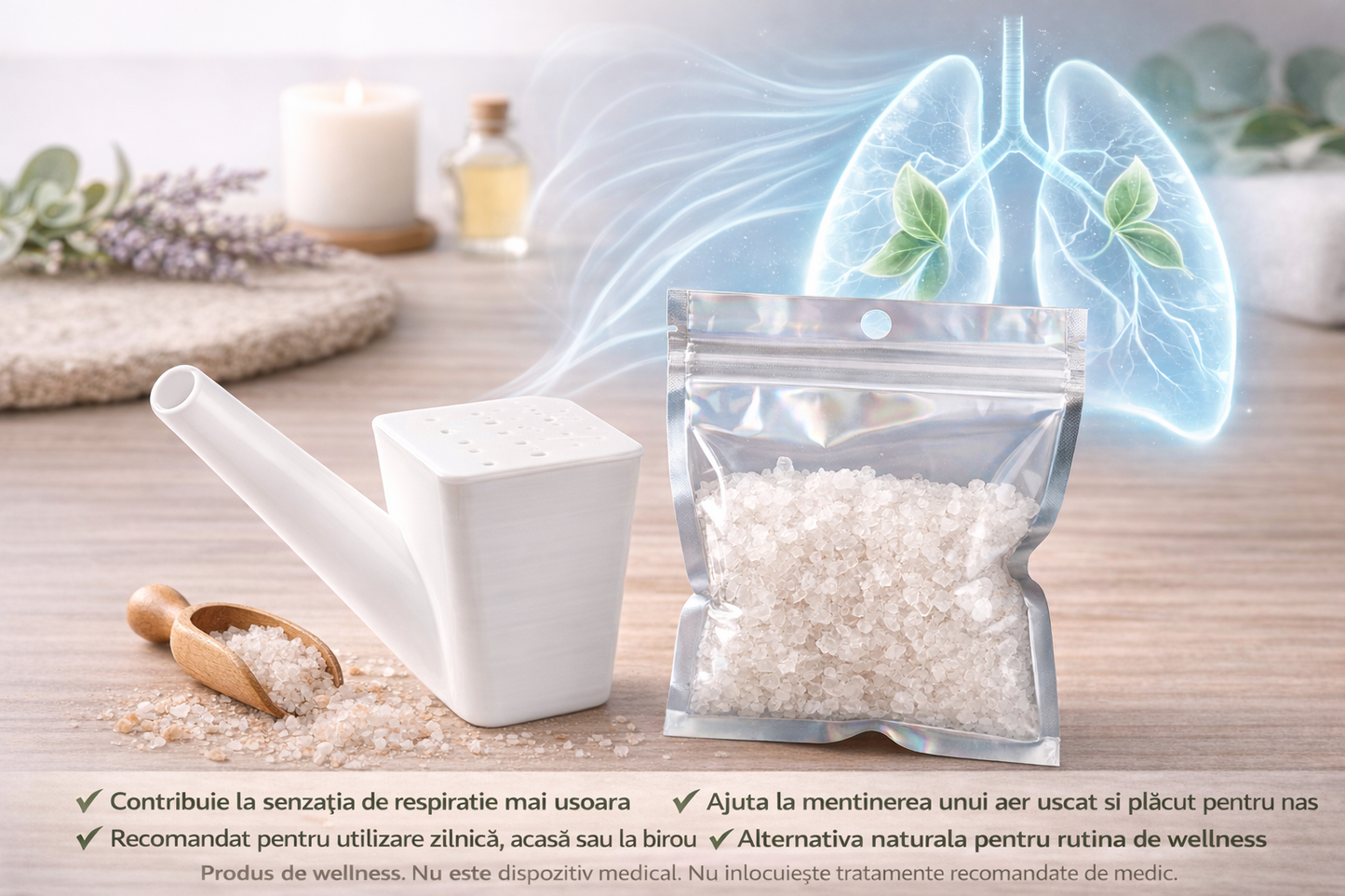 inhalator salin cu sare naturala + rezerva de sare