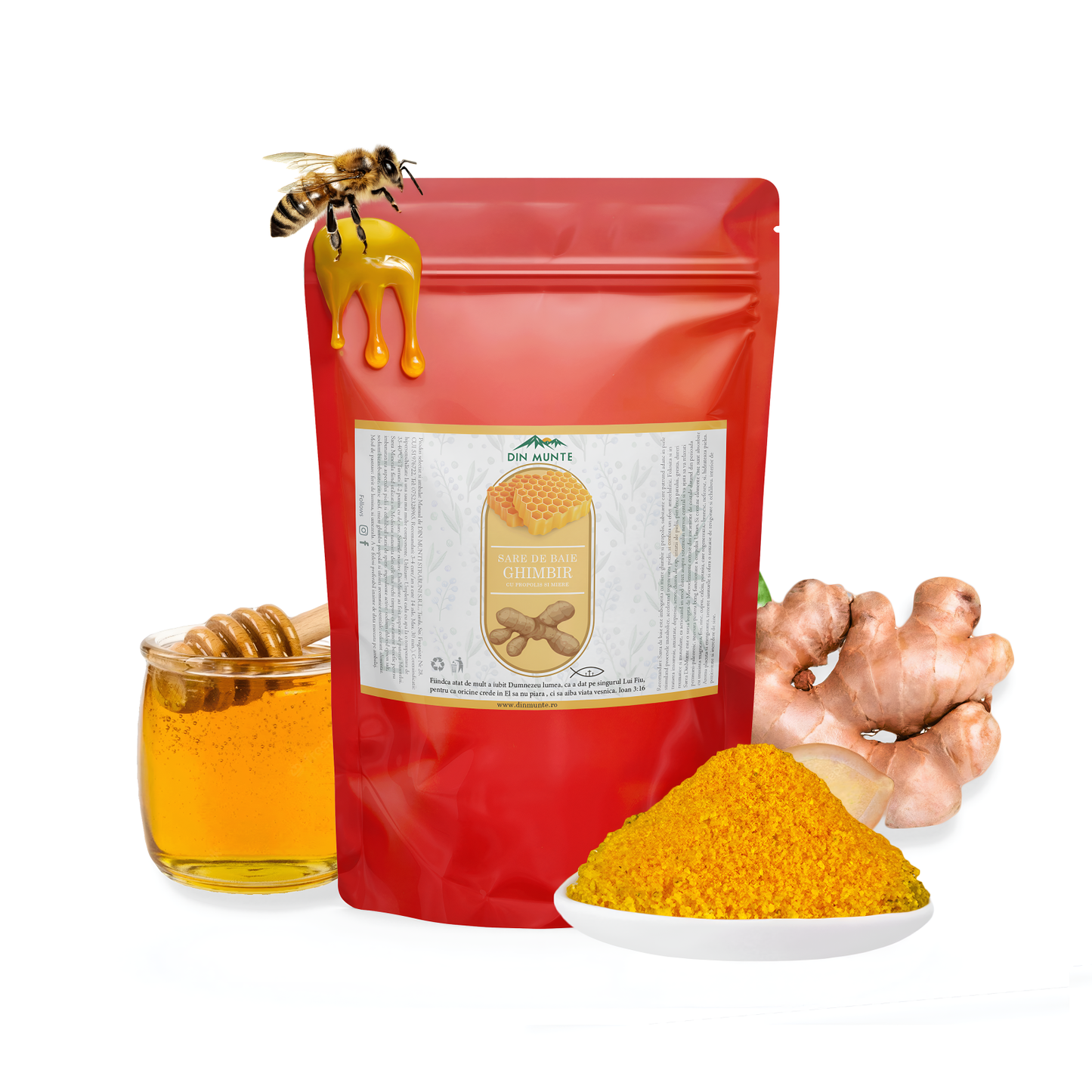 Sare de Baie cu Miere, Ghimbir ?i Propolis - Relaxare ?i Îngrijire