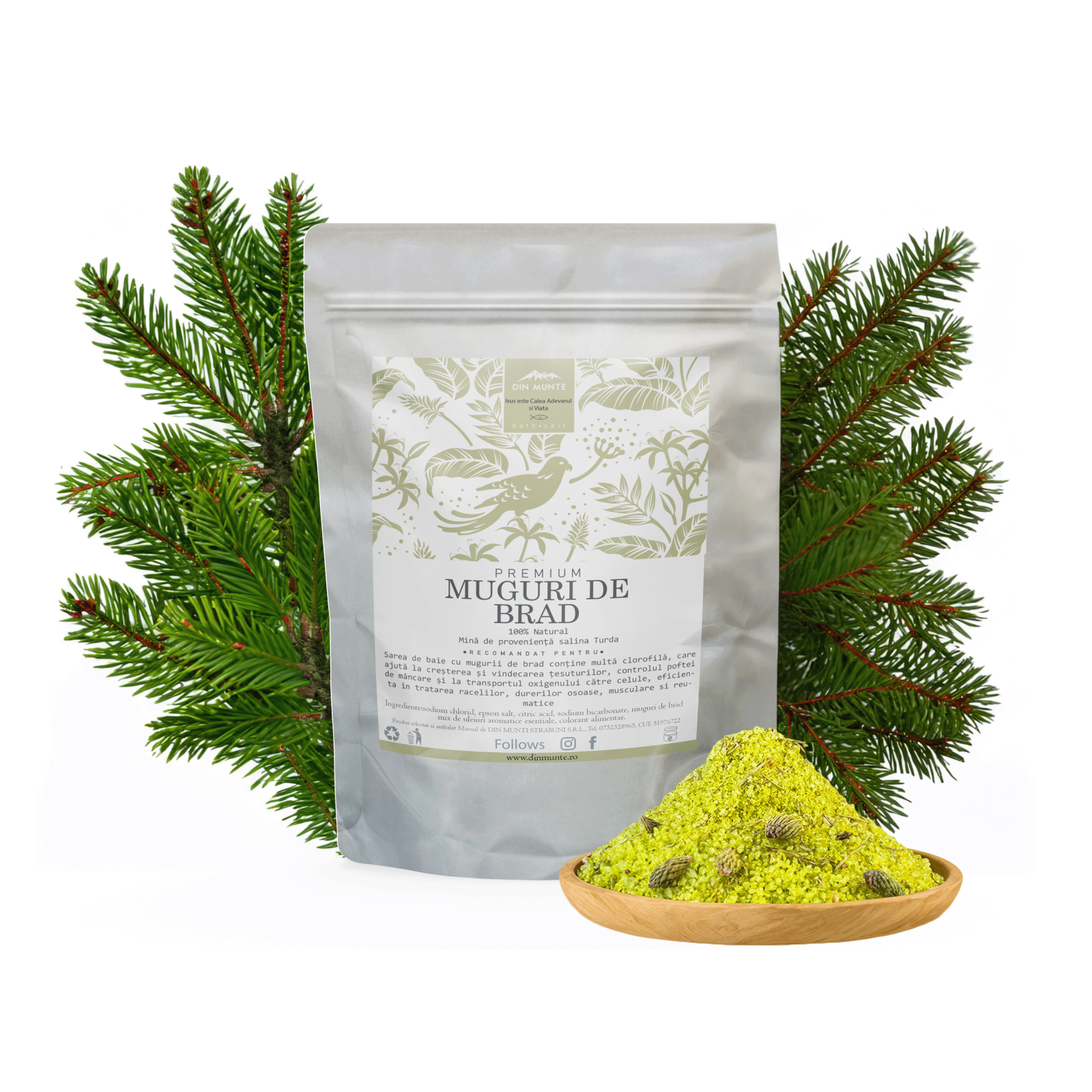 Sare de Baie Premium cu Muguri de Brad: Relaxare ?i Revitalizare