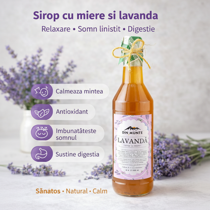 Sirop cu miere si lavanda 500 ml – relaxare, somn linistit si digestie usoara