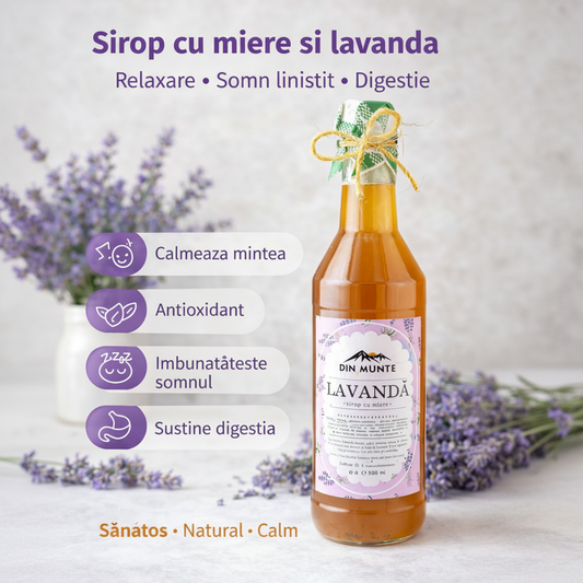 Sirop cu miere si lavanda 500 ml – relaxare, somn linistit si digestie usoara
